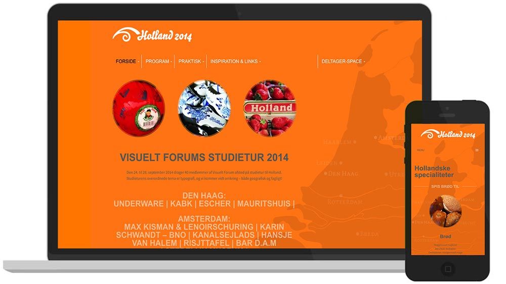WordPress-hjemmeside: Visuelt Forum Studietur Holland